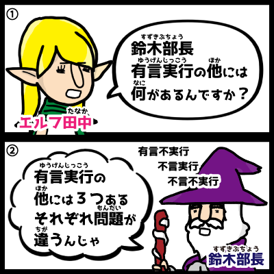 有言実行とそれ以外のタイプをマンガで解説1